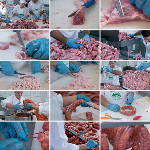 la lavorazione norcina a punta di coltello dei salumi